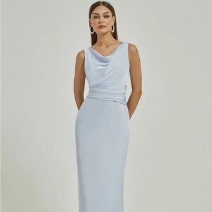 NEW WITH TAGS NZ bridal Ruth Silk Satin Cornflower Blue dress